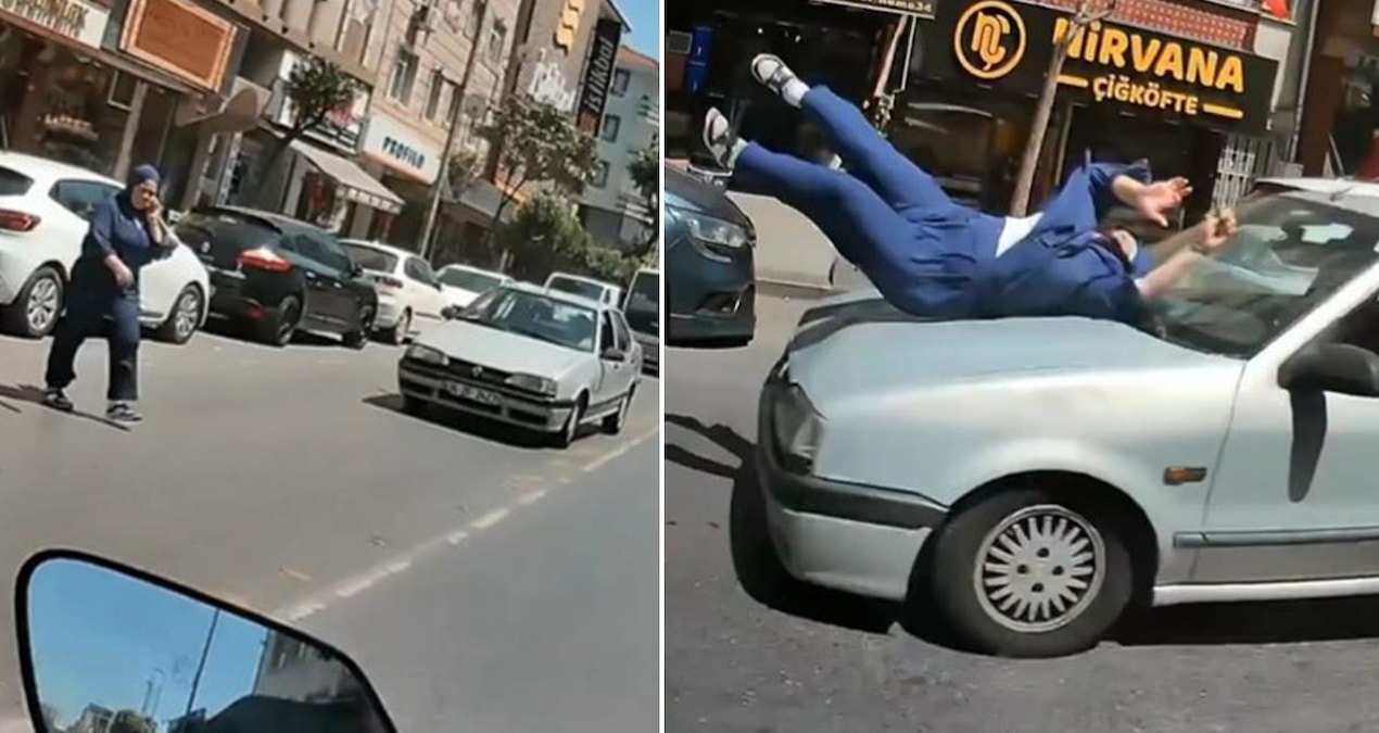 Sollama yapan sürücü kadını metrelerce havaya savurdu Img